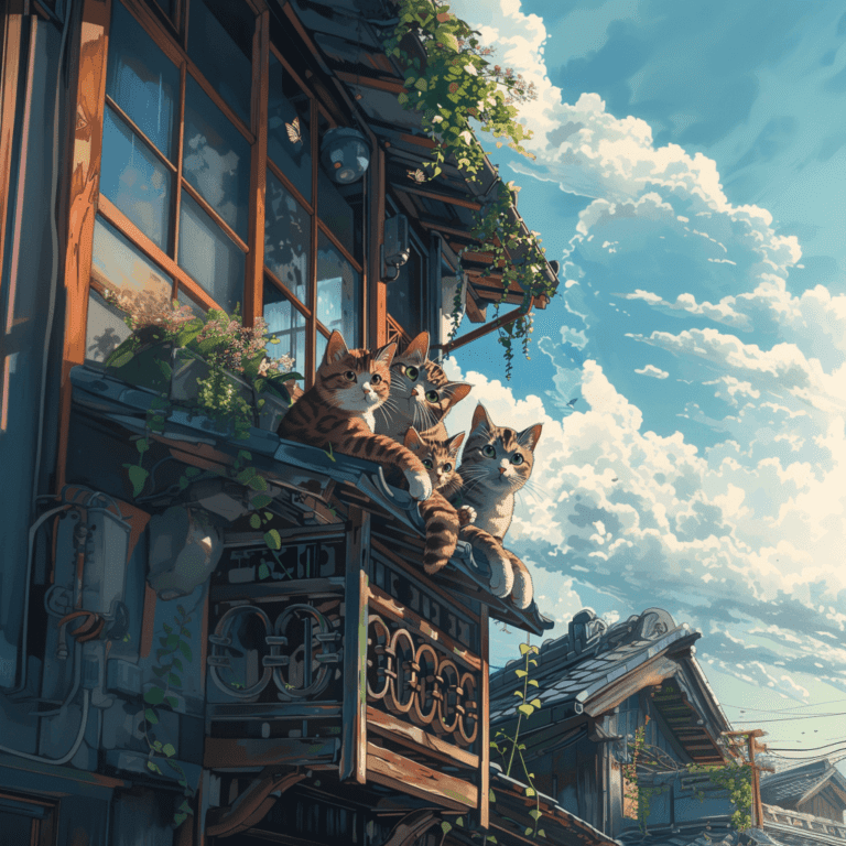 tabby cats on a roof