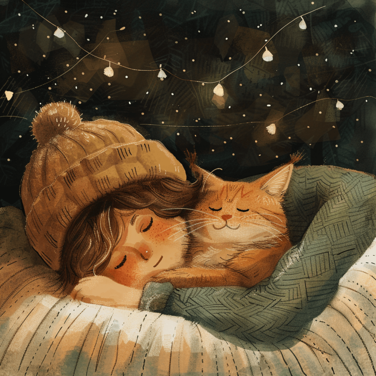 a_cute_cat_and_their_owner_sleeping_in_a_bed